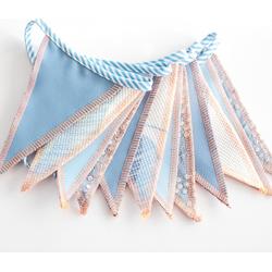 L.A.P. Atelier | mini-vlaggenlijn van stof | geboorte jongen | babyshower | gender reveal | handgemaakt & duurzaam | incl. opbergzakje | ca. 250 cm - babyblauw