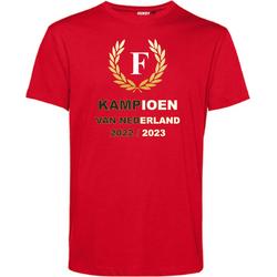 T-shirt Krans Kampioen 2022-2023 | Feyenoord Supporter | Shirt Kampioen | Kampioensshirt | Rood | maat XL