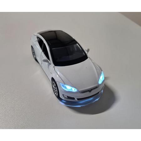 Tesla Model - Autospeelgoed - Metalen Auto Zes-Deur - Geluid En Licht - Trek speelgoed - Auto - 16CM Cadeau - 8785258011627