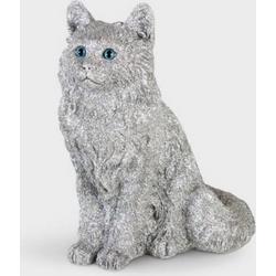 &Klevering - Spaarpot - Decoratie - Glitter Cat - Kat / poes - Zilvergrijs - 24x18x27 cm - Polyresin