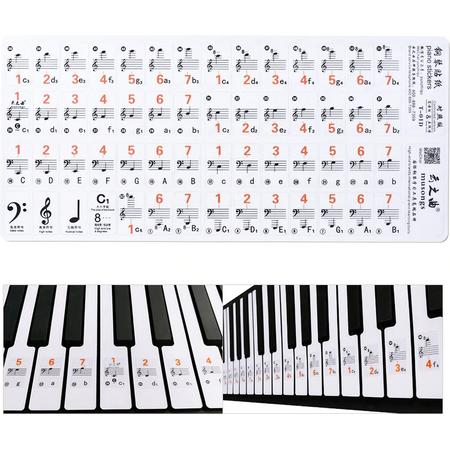 Piano Sticker Transparant Piano Toetsenbord Sticker 49/61 Sleutel Elektronische Toetsenbord 88 Key Piano Stave Note Sticker voor Witte Toetsen