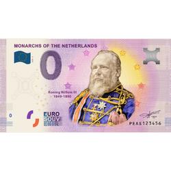 0 Euro biljet 2020 - Vorsten van Nederland - Koning Willem III KLEUR