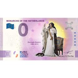 0 Euro biljet 2020 - Vorsten van Nederland - Koningin Beatrix KLEUR