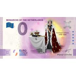 0 Euro biljet 2020 - Vorsten van Nederland - Koningin Juliana KLEUR