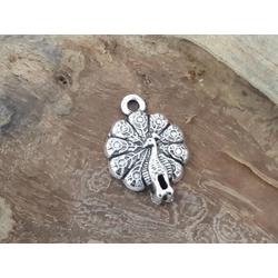10 set Tibetaans zilver Pauw Bedel met ringetjes, afm: 19x14mm, prachtig om sieraden zoals oorbellen, armband en als hanger.