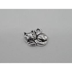10 set Tibetaans zilver Poes bedel met ringetjes, afm: 15x11mm, prachtig om sieraden zoals oorbellen, armband en als hanger.