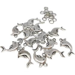 15 Tibetaanse zilver Dolfijn Bedel met gratis ringetjes, 30x11 mm, prachtig om sieraden zoals oorbellen, armband en als hanger.