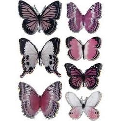 3D stickers, afm 28-45 mm, paars, vlinders, 7stuks