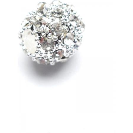 Art & Pearls – 25 zilverkleurige juwelen kralen met bergkristal – 10 mm