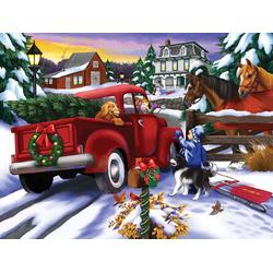 Diamond Painting Pakket - Serie Kerstmis - Kerstman auto en paarden - 40x50 cm - Complete Set - Volledige Bedekking - Ronde Steentjes