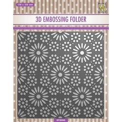 EF3D042 Nellie Snellen 3D Embossing Folder - square frame flower pattern - vierkant bloem - bloemen patroon