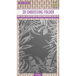 EF3D046 Nellie Snellen 3D Embossing Folder - Frame of tropical leaves - embossingfolder blad - mal kader tropische bladeren