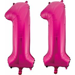 Folie cijfer ballonnen  pink roze 11.