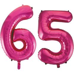 Folie cijfer ballonnen  pink roze 65.