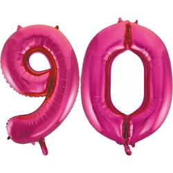 Folie cijfer ballonnen roze 90.