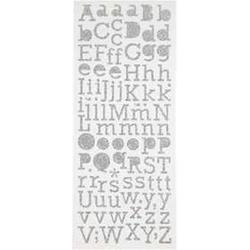 Glitter stickers, vel 10x24 cm, zilver, letters, 2vellen