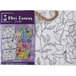 Mini Canvas Bloemen - Volwassene - 3 Canvassen op een Touwtje