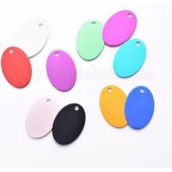 Pet Aluminium Pendants, Stamping Blank Tag, Oval, Mixed Color, 38x25x1mm, Hole: 3.5mm
