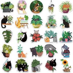  - Cats and plants stickers 50 STUKS - plant vibe -  s voor laptop - schriften - hoesjes - decoratiestickers - planten en katten - 50 STUKS