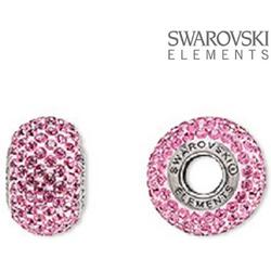 Swarovski kristal, BeCharmed kraal / bedel van 14mm doorsnee met chatons in de kleur Rose en een RVS hart met een rijggat van 4,5mm.