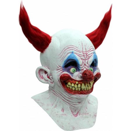 hoofdmasker clown latex wit/rood one-size