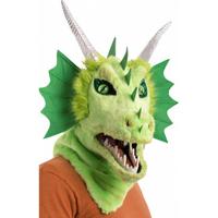 hoofdmasker draak pluche groen one-size