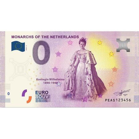 0 Euro Biljet 2020 - Vorsten van Nederland - Koningin Wilhelmina