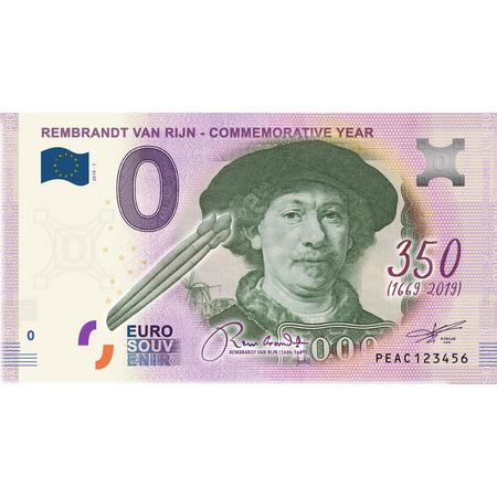 0 Euro biljet 2019 - Rembrandt Zelfportret KLEUR