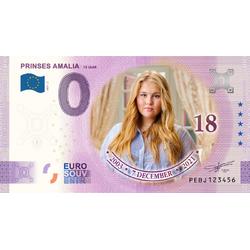 0 Euro biljet 2021 - Prinses Amalia 18 jaar KLEUR