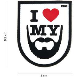 101 Inc Embleem 3D Pvc I Love My Beard Wit  14042