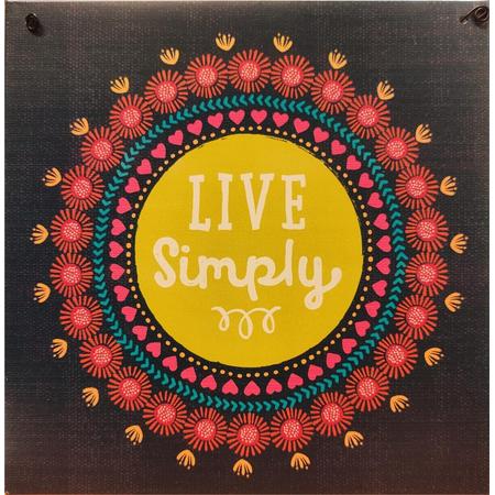 Hangdecoratie - Live simply - Metaal - 20x20cm