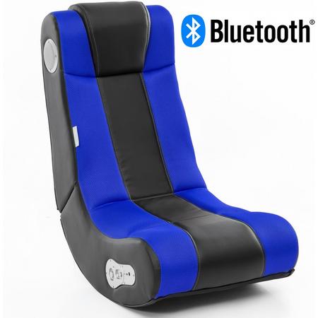 24Designs Racestoel met Bluetooth Max Zwart - Blauw - Gamestoel met speakers