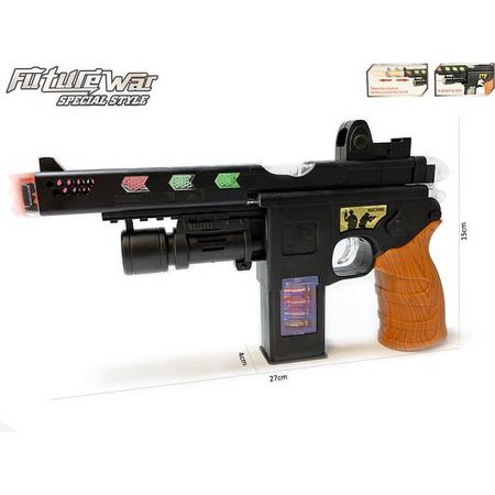 Speelgoed pistool met licht, schiet geluid, vibratie -Kiparis Future War machine geweer - 27CM (incl. batterijen)