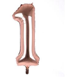 3BMT - Rose goud versiering - folie ballon cijfer 1