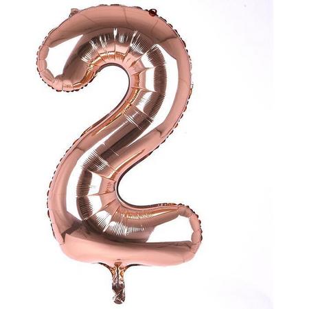 3BMT - Rose goud versiering - folie ballon cijfer 2