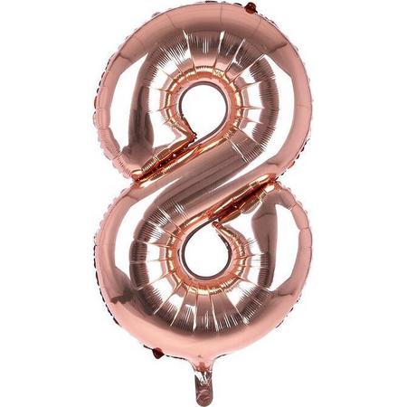 3BMT - Rose goud versiering - folie ballon cijfer 8