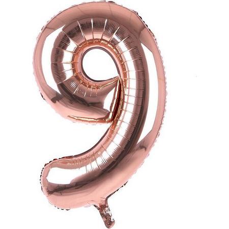 3BMT - Rose goud versiering - folie ballon cijfer 9