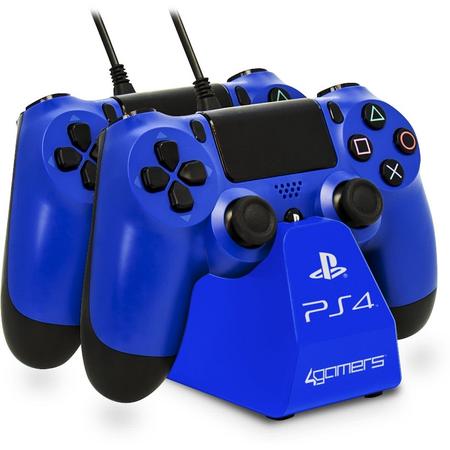 4Gamers 4G-4182 - Twin Play n - Oplaadstation - Blauw - PS4