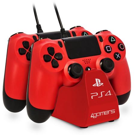 4Gamers 4G-4182 - Twin Play n - Oplaadstation - Rood - PS4