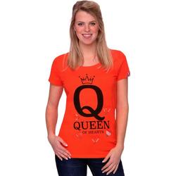 Oranje Dames T-Shirt - Queen Of Hearts -  Voor Koningsdag - Holland - Maat: L