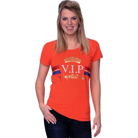 Oranje Dames T-Shirt - V.I.P. Very Important Princess -  Voor Koningsdag - Holland - Maat: XL