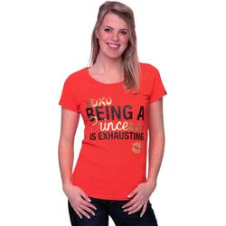 Oranje Dames T-Shirt - XOXO Being A Princess Is Exhausting -  Voor Koningsdag - Holland - Maat: M