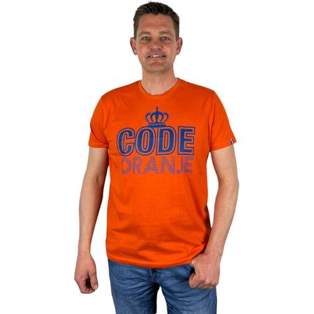 Oranje Heren T-Shirt - Code Oranje -  Voor Koningsdag - Holland - Formule 1 - EK/WK Voetbal - Maat XXL