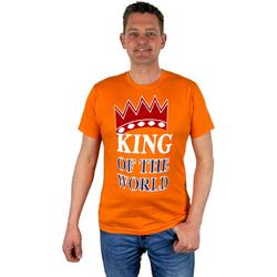 Oranje Heren T-Shirt - King Of The World -  Voor Koningsdag - Holland - Formule 1 - EK/WK Voetbal - Maat XL