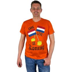 Oranje Heren T-Shirt - Lang leven de Koning -  Voor Koningsdag - Holland - Formule 1 - EK/WK Voetbal - Maat M