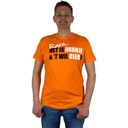 Oranje Heren T-Shirt - Rara.. Het Is Oranje & T Wil Bier? -  Voor Koningsdag - Holland - Formule 1 - EK/WK Voetbal - Maat XL