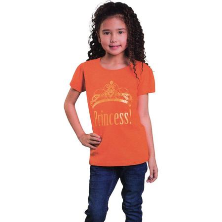 Oranje Meisjes T-shirt  - Princess! -  Voor Koningsdag - Holland - Maat: 86/92