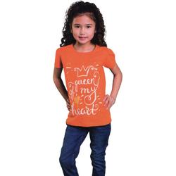 Oranje Meisjes T-shirt  - Queen of my heart -  Voor Koningsdag - Holland - Maat: 86/92