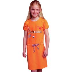 Oranje Meisjes T-shirt Jurk - Princess -Little Queeny -  Voor Koningsdag - Holland - Maat: 86/92
