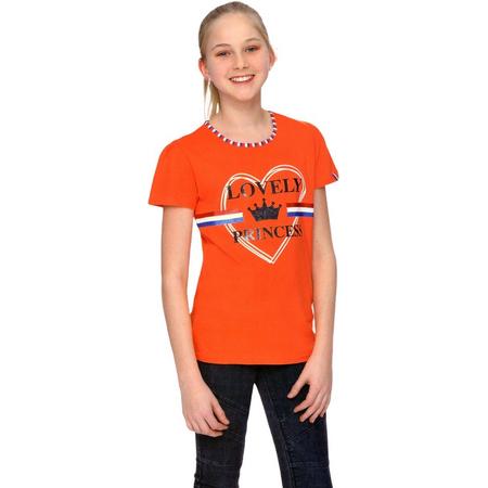 Tiener Meisje T-shirt - Lovely Princess - Voor Koningsdag - Holland - Maat: 110/116